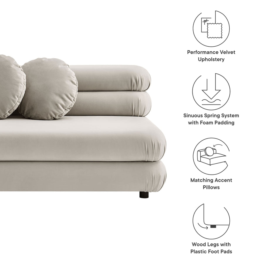 Beckett Modular Performance Velvet Armless Loveseat in Almond