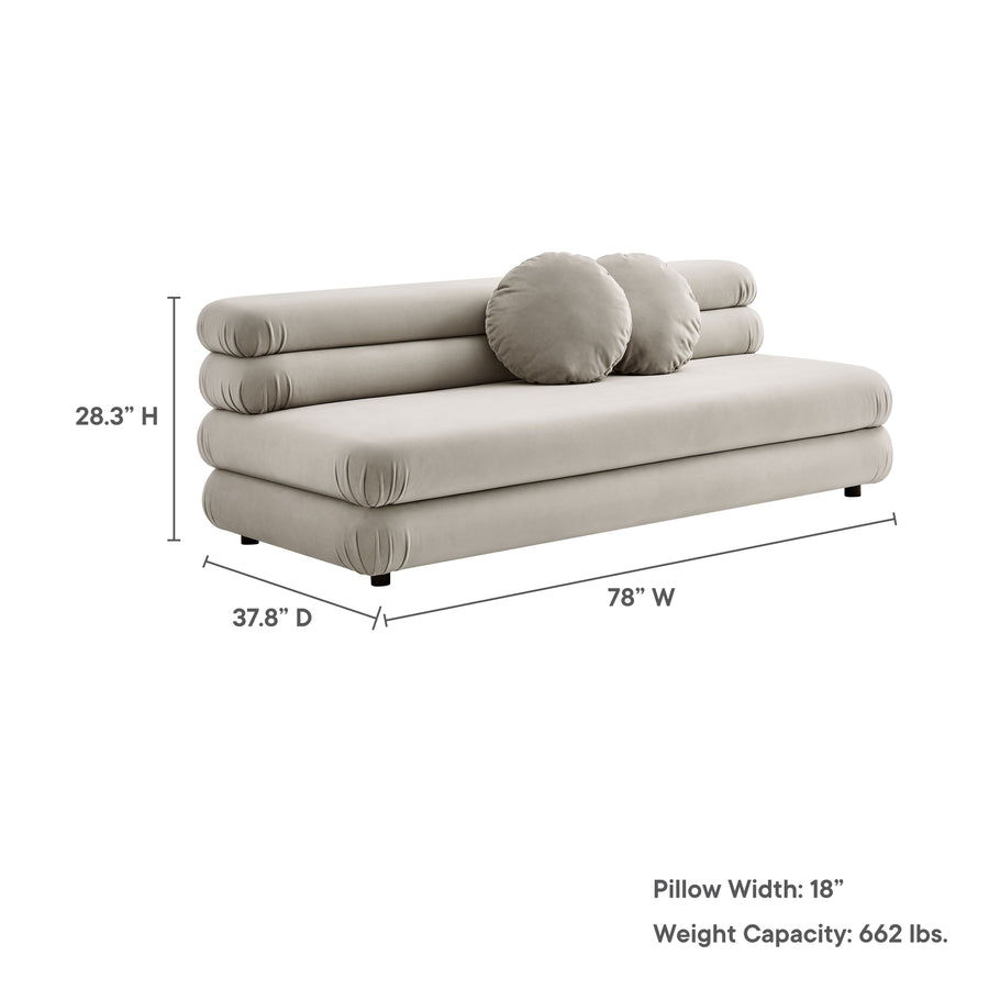 Beckett Modular Performance Velvet Armless Loveseat in Almond