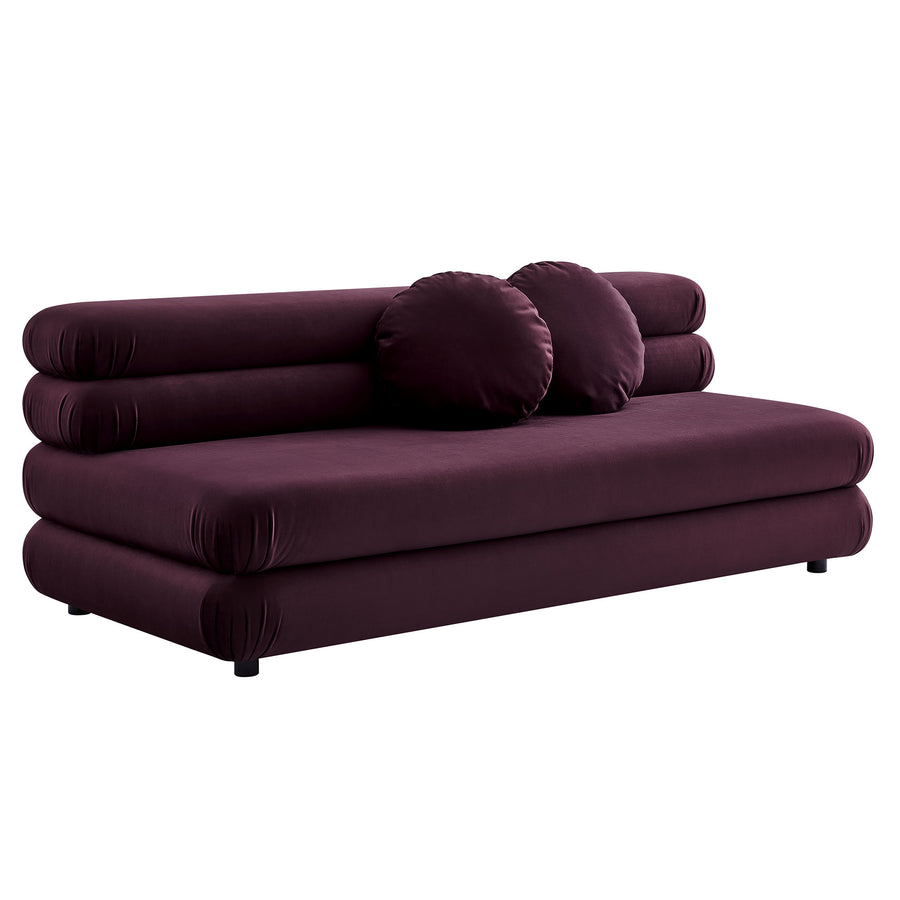 Beckett Modular Performance Velvet Armless Loveseat in Mulberry