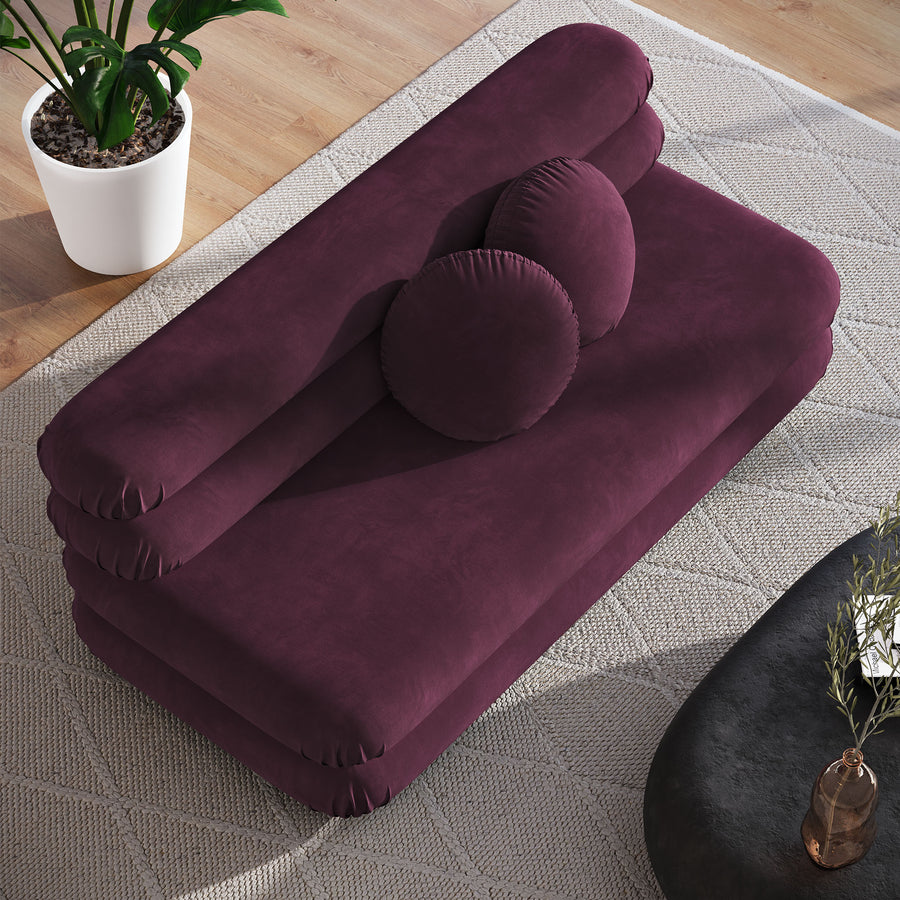 Beckett Modular Performance Velvet Armless Loveseat in Mulberry