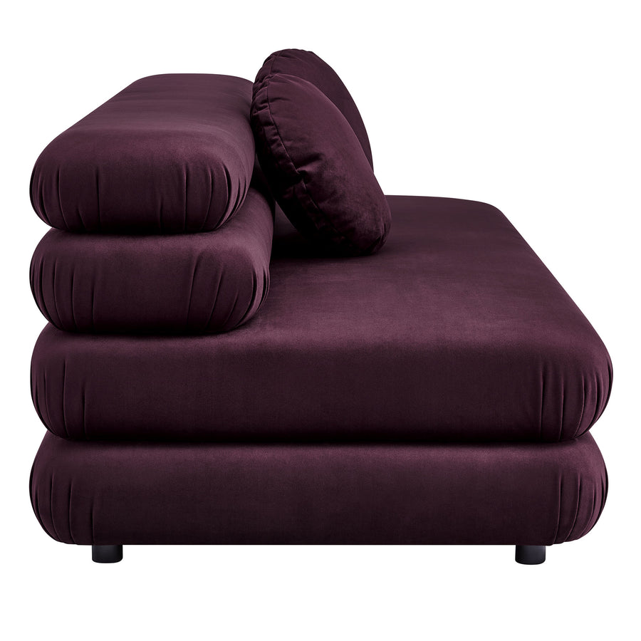 Beckett Modular Performance Velvet Armless Loveseat in Mulberry