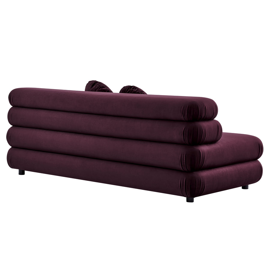 Beckett Modular Performance Velvet Armless Loveseat in Mulberry