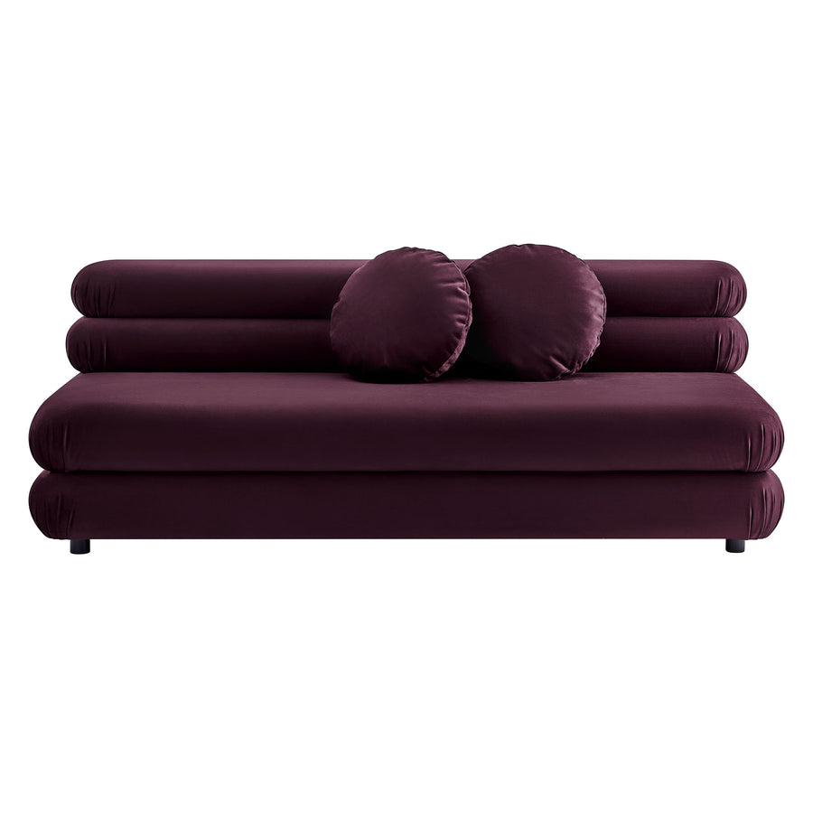 Beckett Modular Performance Velvet Armless Loveseat in Mulberry