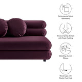 Beckett Modular Performance Velvet Armless Loveseat in Mulberry