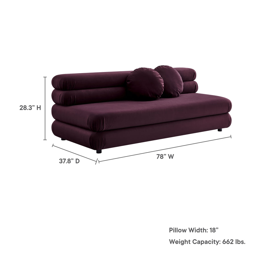 Beckett Modular Performance Velvet Armless Loveseat in Mulberry
