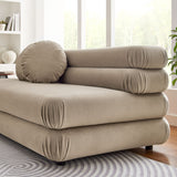 Beckett Modular Performance Velvet Armless Loveseat in Taupe