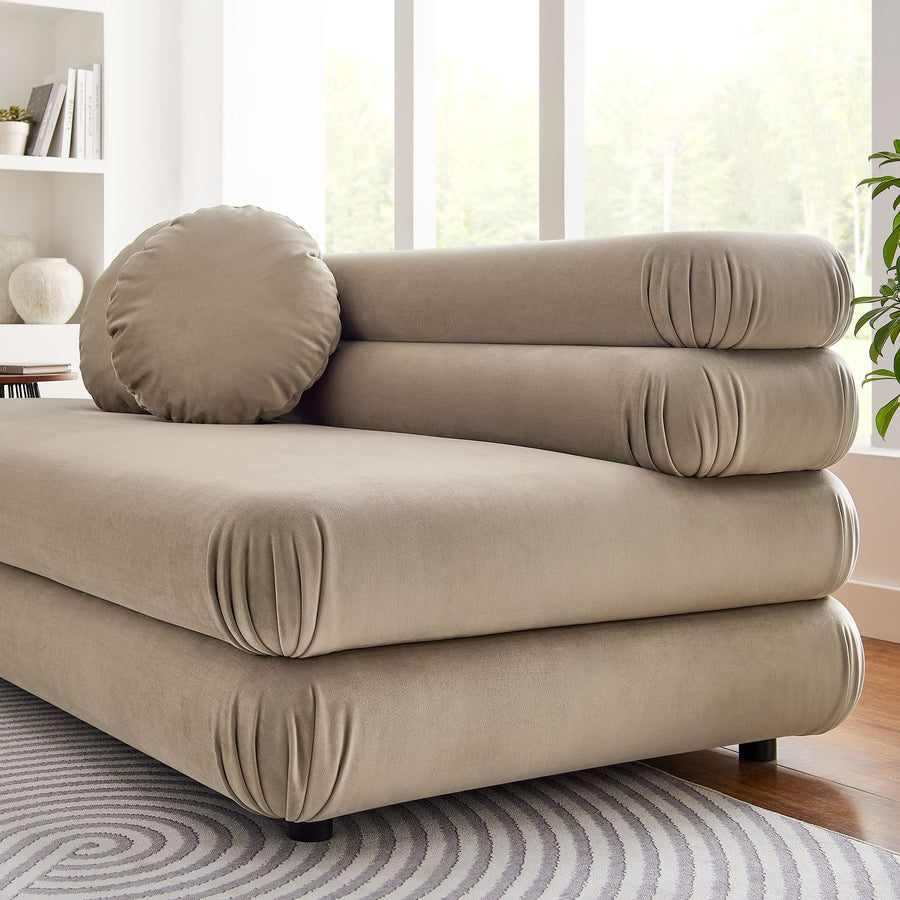 Beckett Modular Performance Velvet Armless Loveseat in Taupe