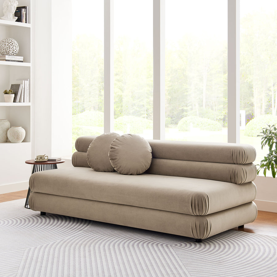 Beckett Modular Performance Velvet Armless Loveseat in Taupe