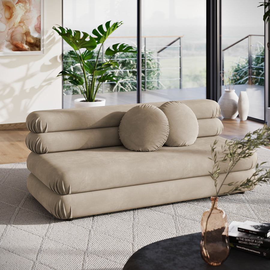 Beckett Modular Performance Velvet Armless Loveseat in Taupe