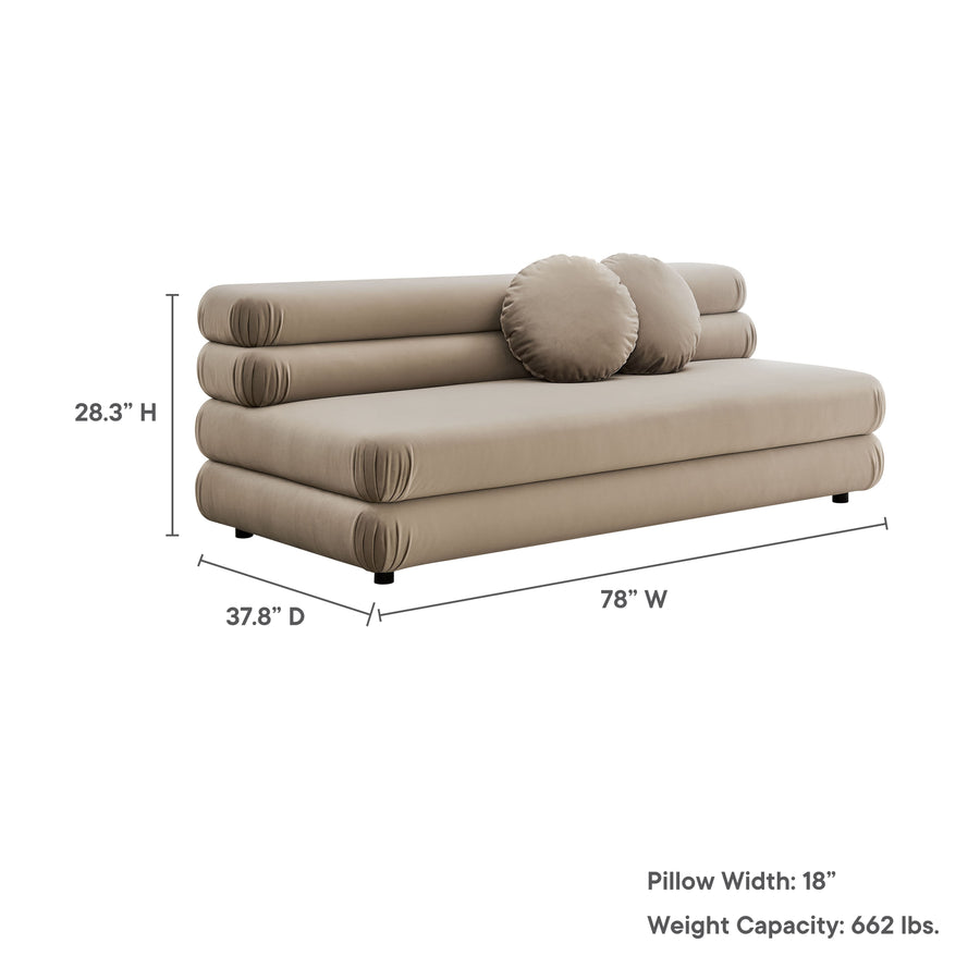 Beckett Modular Performance Velvet Armless Loveseat in Taupe