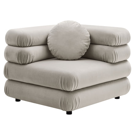 Jubilee Modular Performance Velvet Corner Chair in Almond