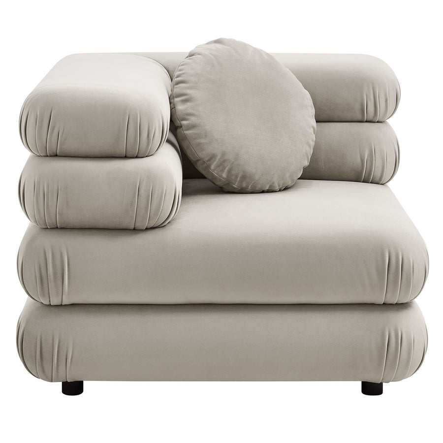 Beckett 5-Piece Modular Performance Velvet Sectional Sofa in Almond