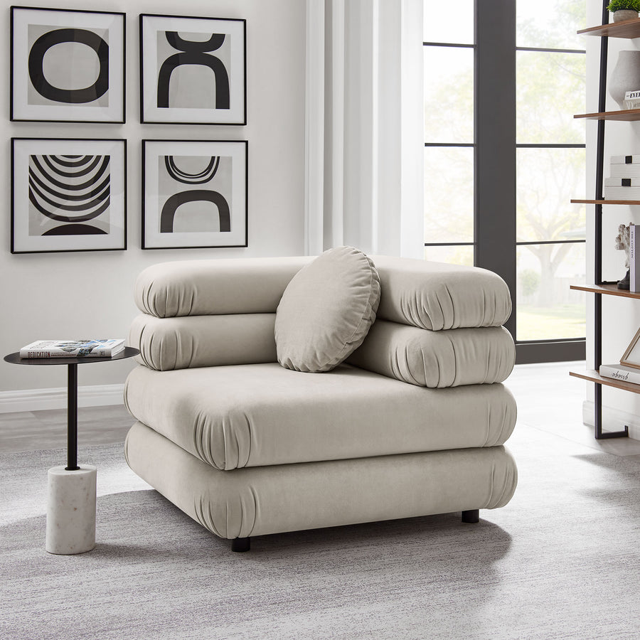 Beckett Modular Performance Velvet Corner Chair in Almond