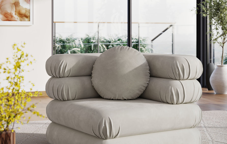 Beckett Modular Performance Velvet Corner Chair in Almond