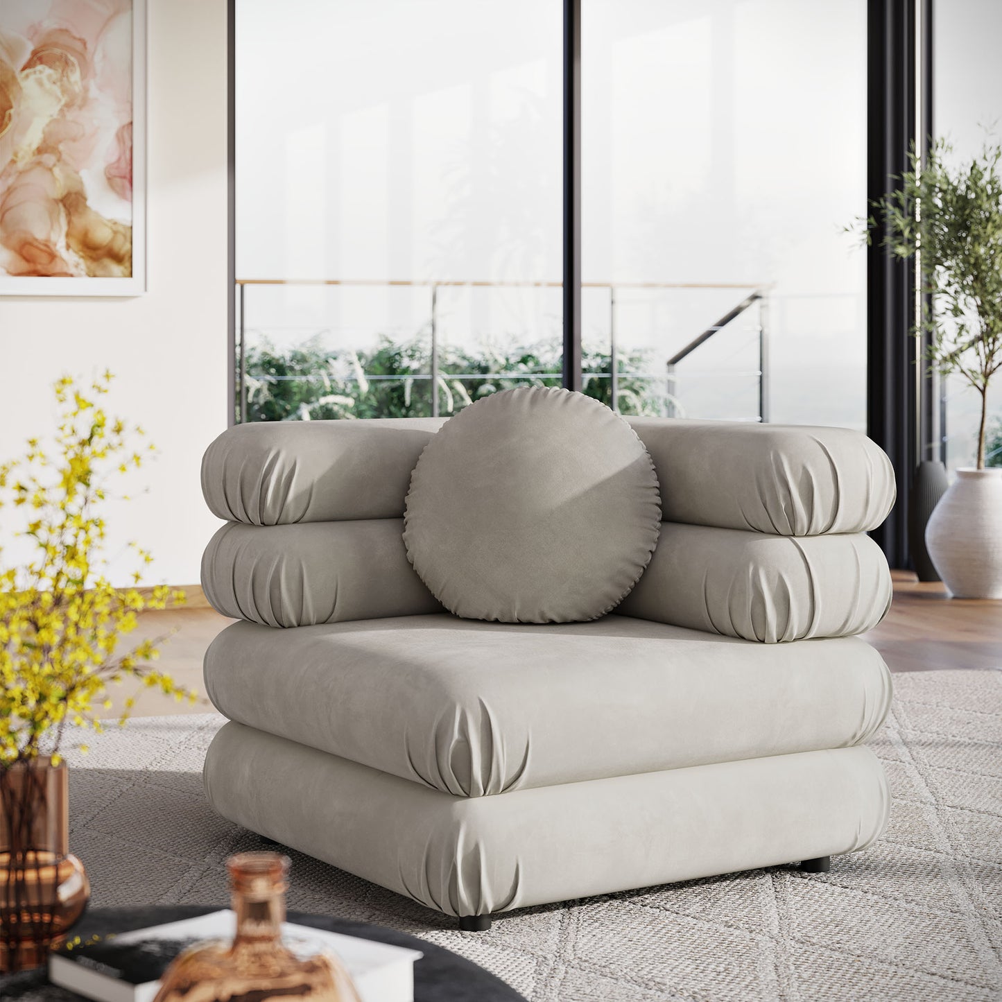 Jubilee Modular Performance Velvet Corner Chair by Furniture For America