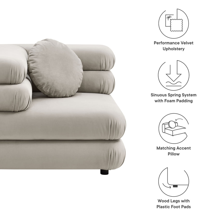 Beckett Modular Performance Velvet Corner Chair in Almond