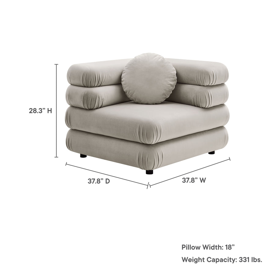 Beckett Modular Performance Velvet Corner Chair in Almond