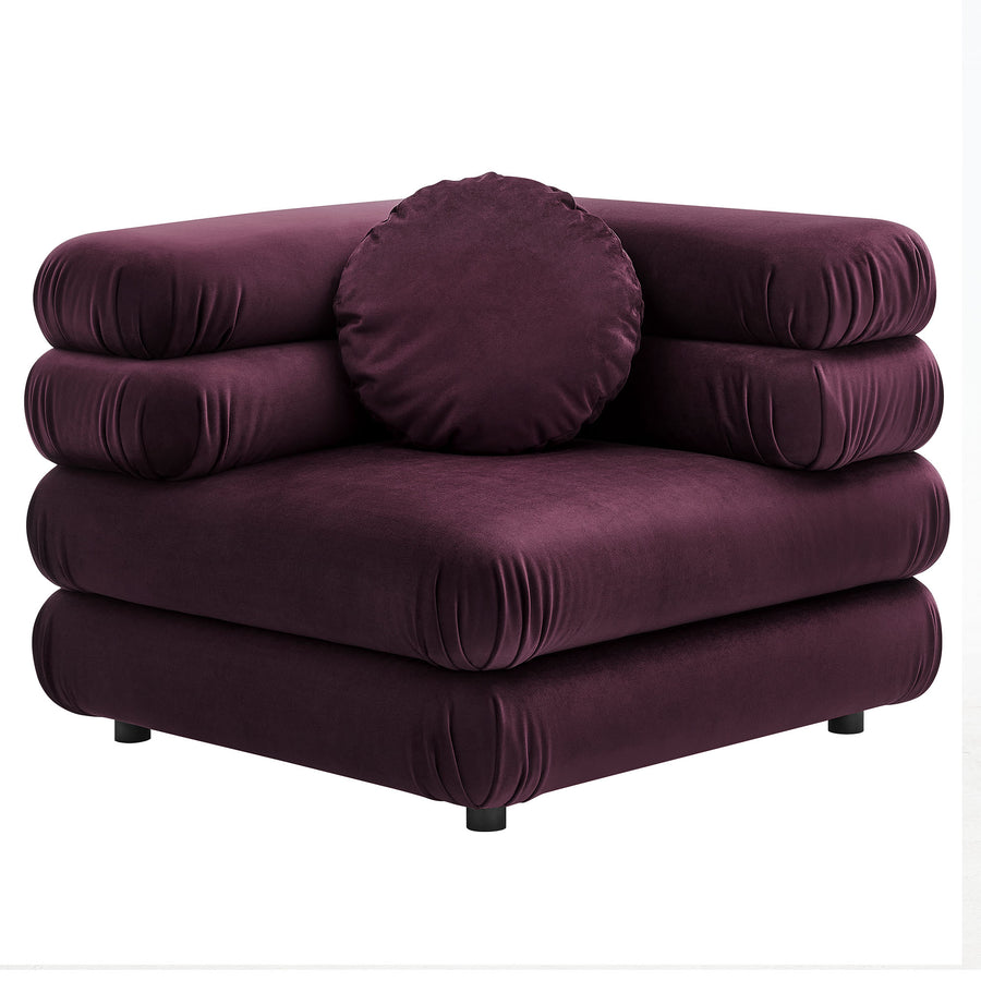 Beckett 5-Piece Modular Performance Velvet Sectional Sofa in Mulberry