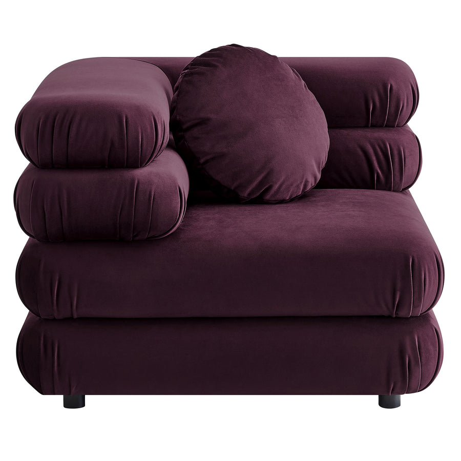 Beckett 5-Piece Modular Performance Velvet Sectional Sofa in Mulberry