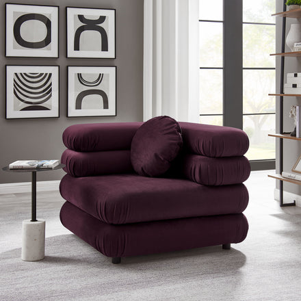 Jubilee Modular Performance Velvet Corner Chair in Mulberry