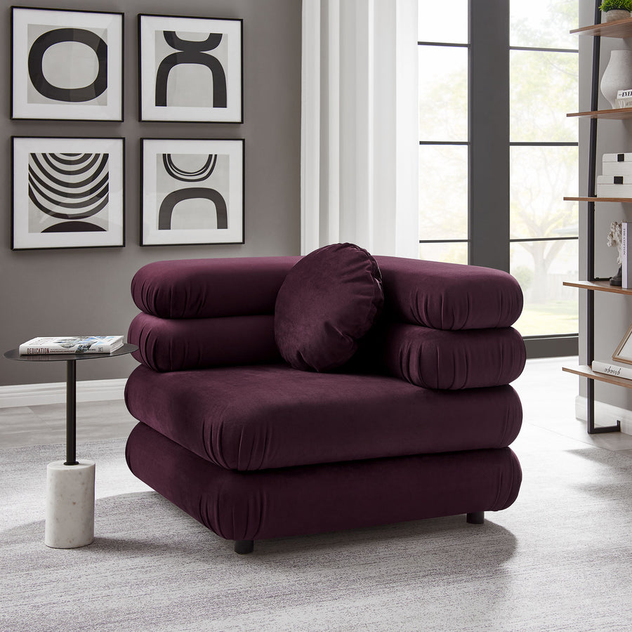 Beckett Modular Performance Velvet Corner Chair in Mulberry