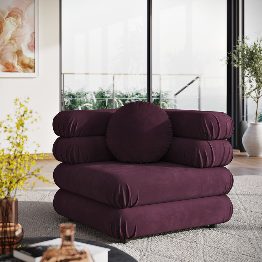 Beckett Modular Performance Velvet Corner Chair in Mulberry
