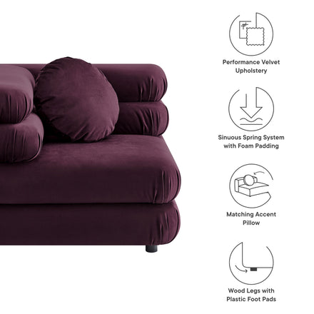 Jubilee Modular Performance Velvet Corner Chair in Mulberry