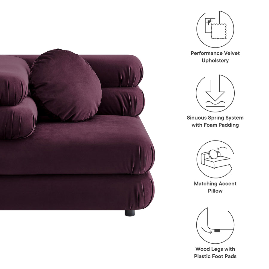 Beckett Modular Performance Velvet Corner Chair in Mulberry