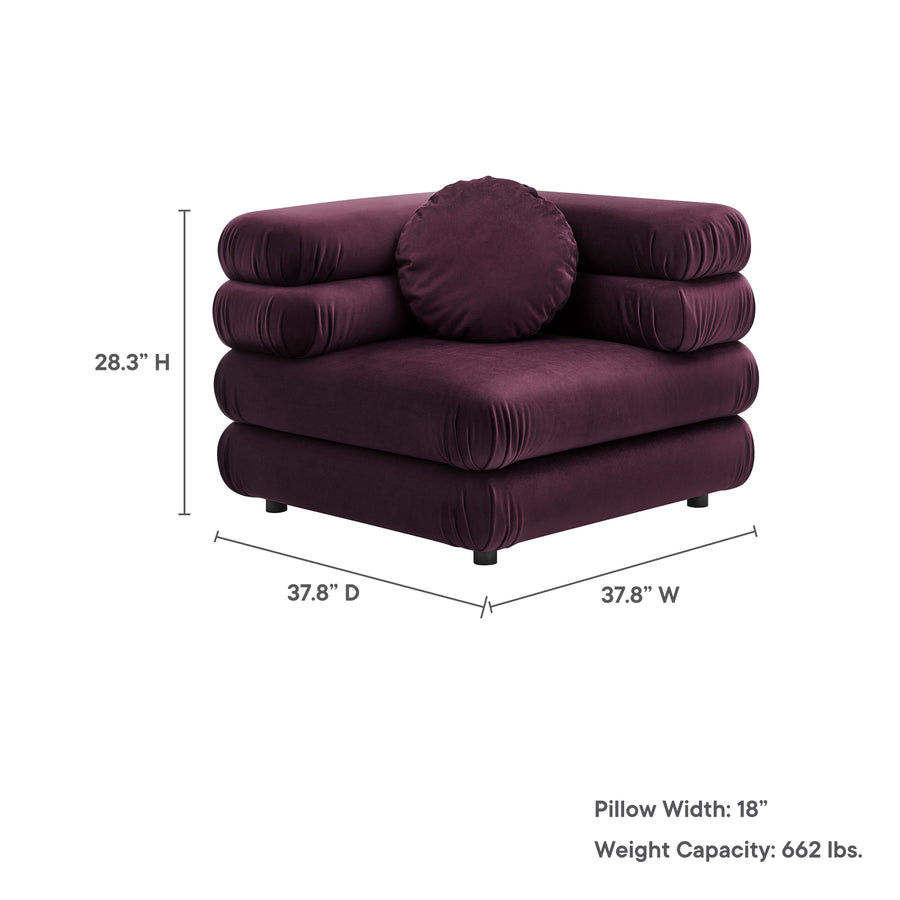 Beckett Modular Performance Velvet Corner Chair in Mulberry