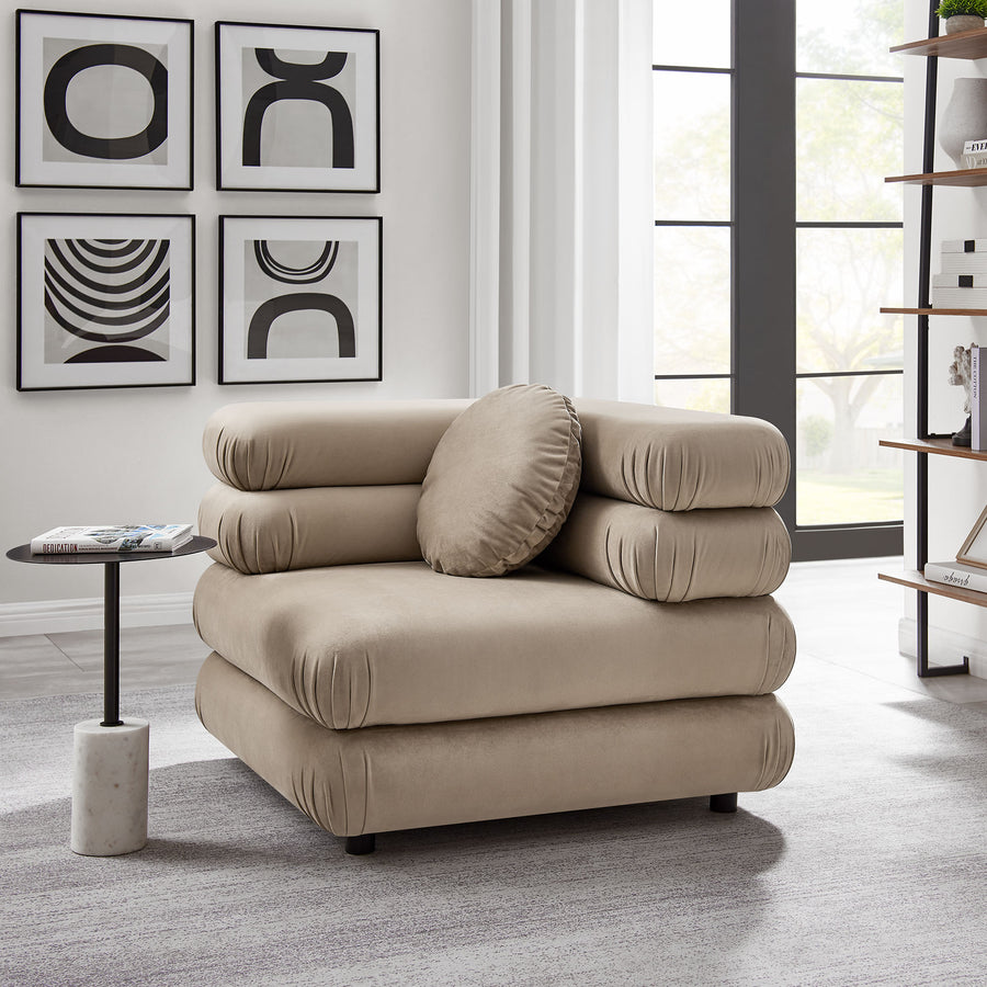 Beckett Modular Performance Velvet Corner Chair in Taupe