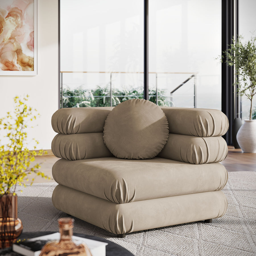 Beckett Modular Performance Velvet Corner Chair in Taupe
