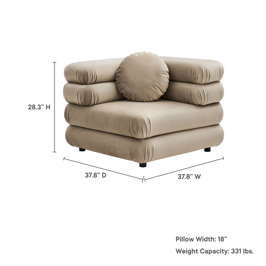 Beckett Modular Performance Velvet Corner Chair in Taupe