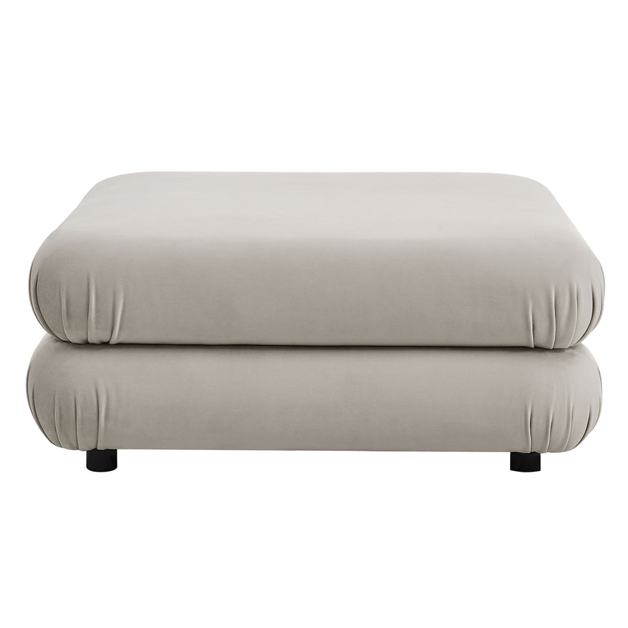 Beckett Modular Performance Velvet Ottoman in Almond