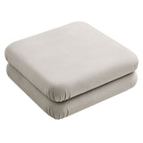 Beckett Modular Performance Velvet Ottoman in Almond