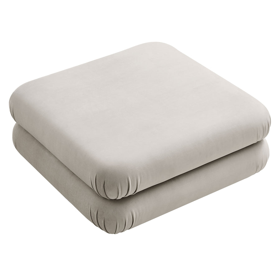 Beckett Modular Performance Velvet Ottoman in Almond