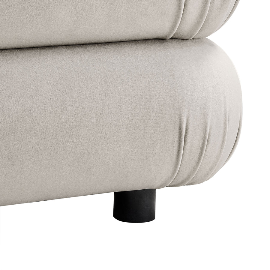 Beckett Modular Performance Velvet Ottoman in Almond