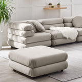 Beckett Modular Performance Velvet Ottoman in Almond