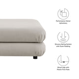 Beckett Modular Performance Velvet Ottoman in Almond