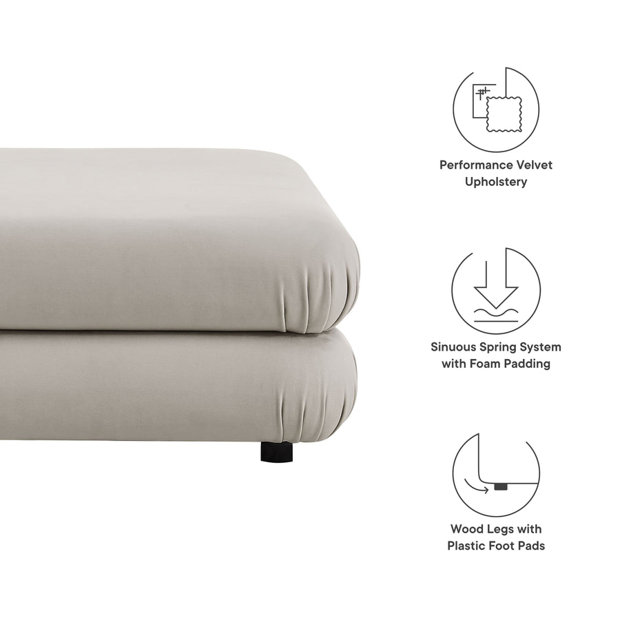 Beckett Modular Performance Velvet Ottoman in Almond
