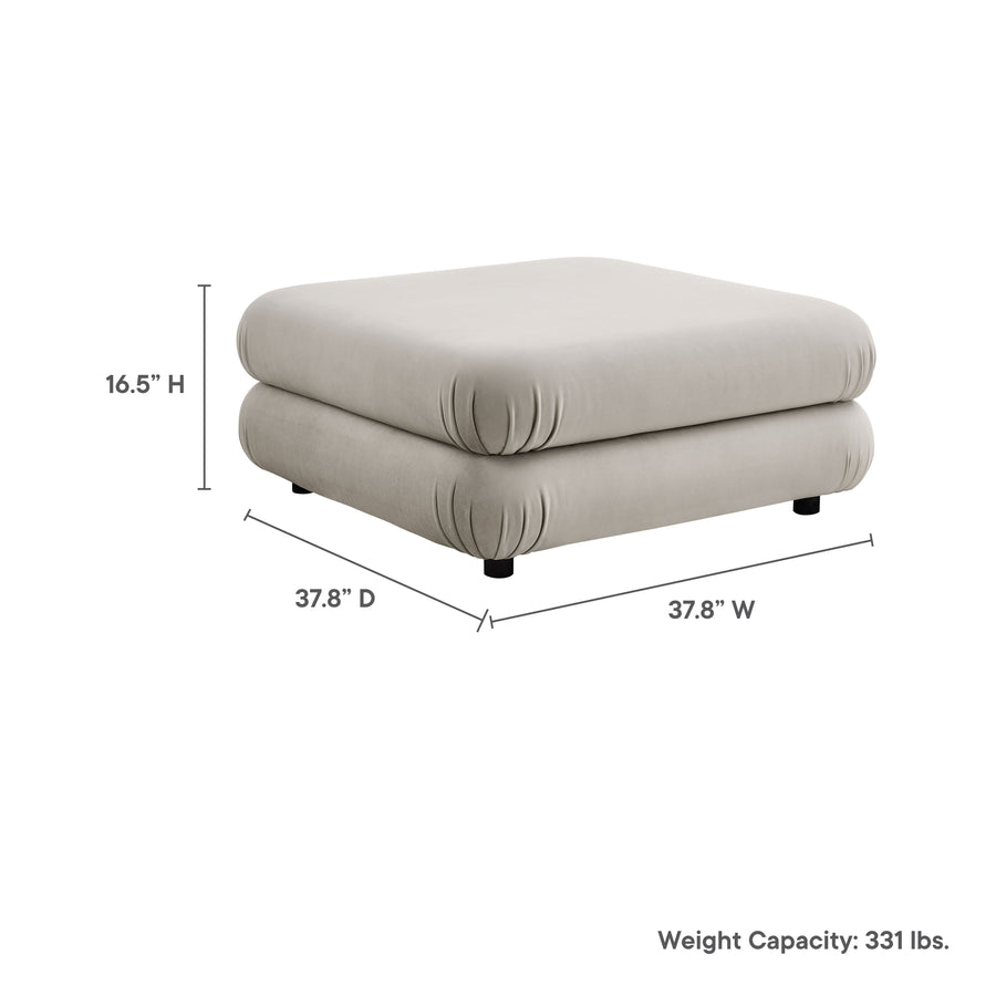 Beckett Modular Performance Velvet Ottoman in Almond