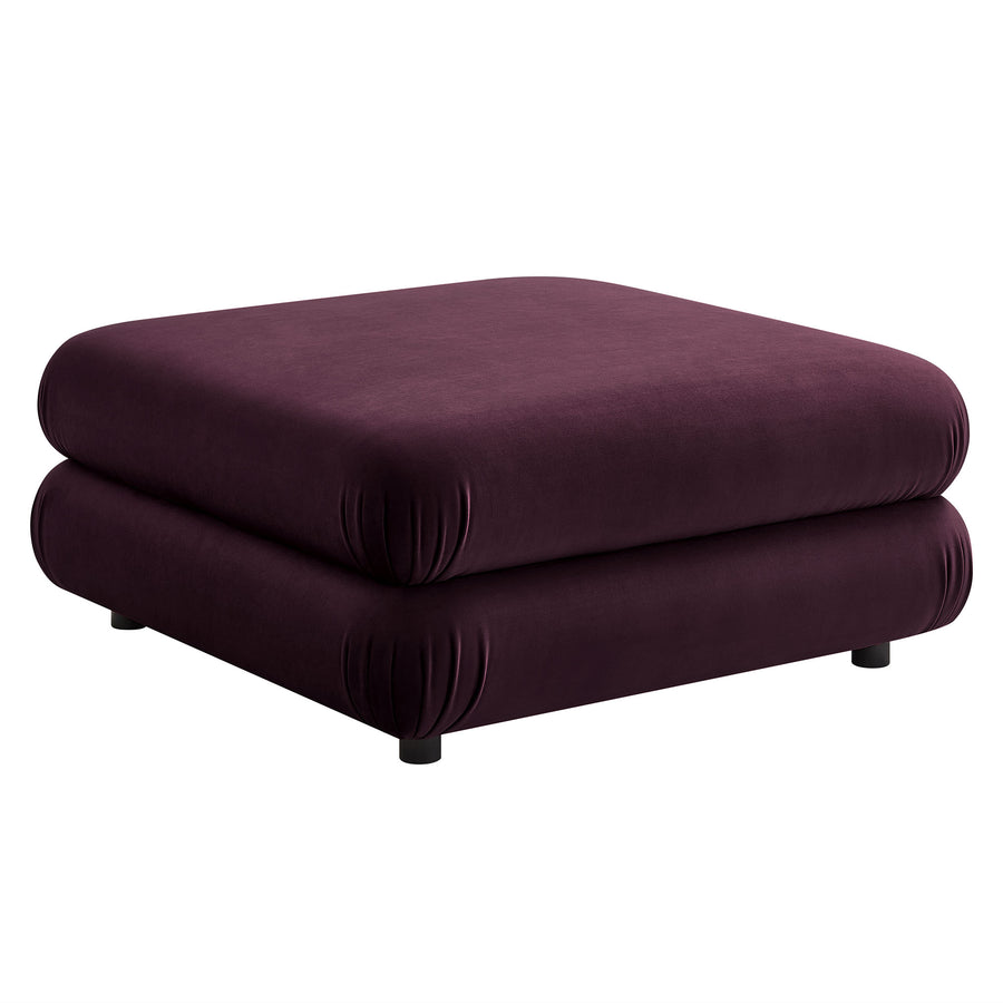 Beckett Modular Performance Velvet Ottoman in Mulberry