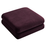 Beckett Modular Performance Velvet Ottoman in Mulberry