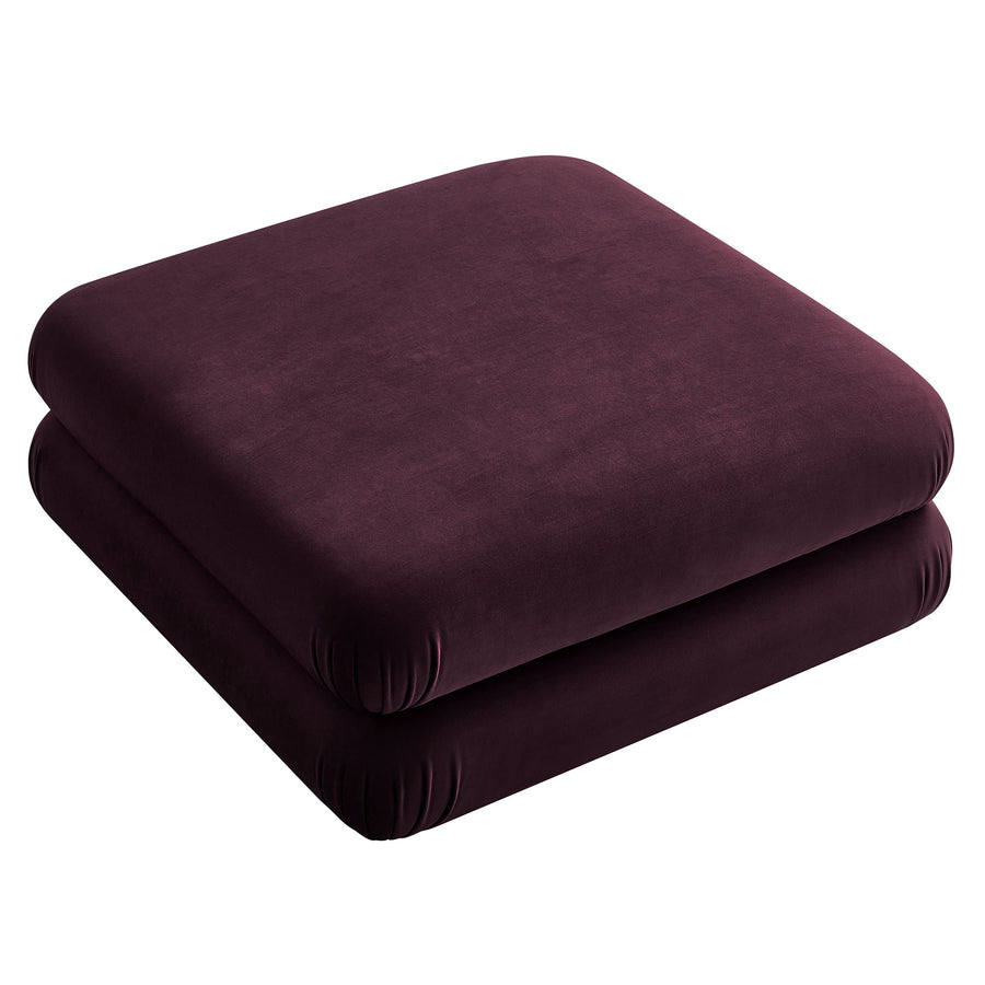 Beckett Modular Performance Velvet Ottoman in Mulberry
