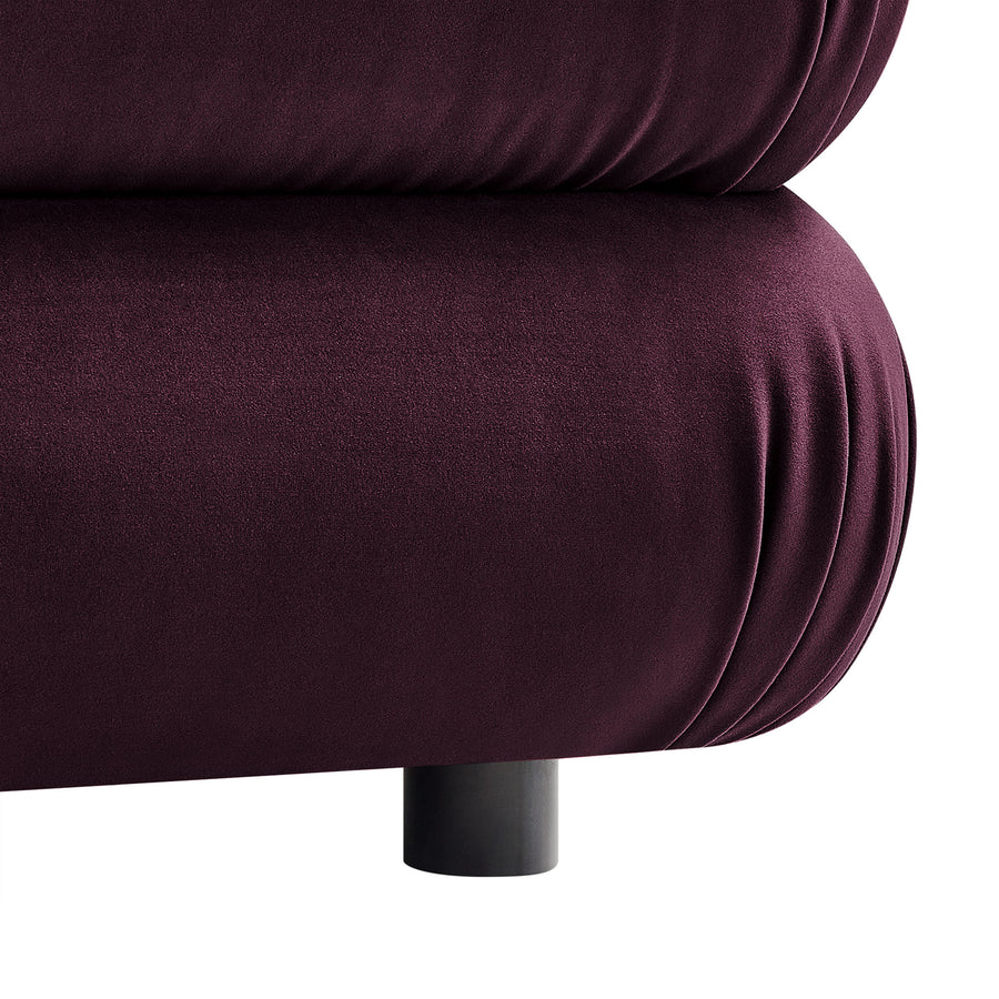 Beckett Modular Performance Velvet Ottoman in Mulberry