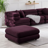 Beckett Modular Performance Velvet Ottoman in Mulberry