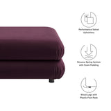 Beckett Modular Performance Velvet Ottoman in Mulberry