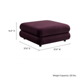 Beckett Modular Performance Velvet Ottoman in Mulberry