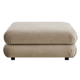 Beckett Modular Performance Velvet Ottoman in Taupe