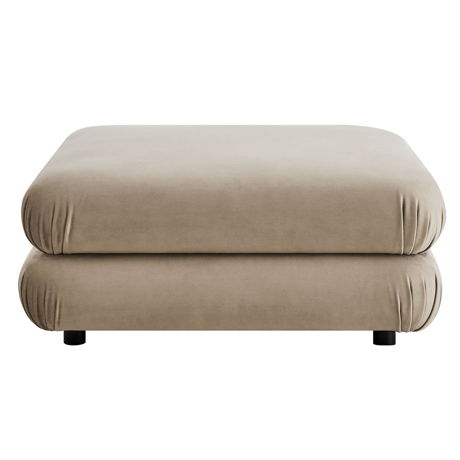 Beckett Modular Performance Velvet Ottoman in Taupe