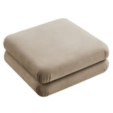 Beckett Modular Performance Velvet Ottoman in Taupe